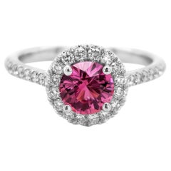 Unerhitzter Padparadscha Saphir Stein 0,95 Karat in 14KWG Ring mit Dia / GRS Bericht