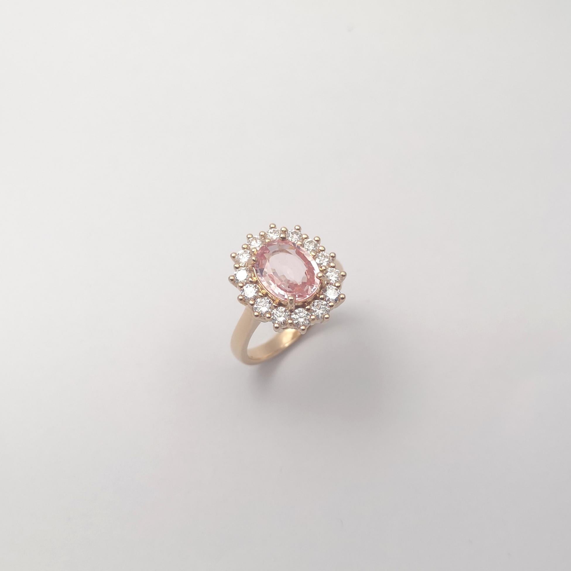 Bague en or rose 18 carats sertie de saphirs padparadscha non chauffés et de diamants en vente 4