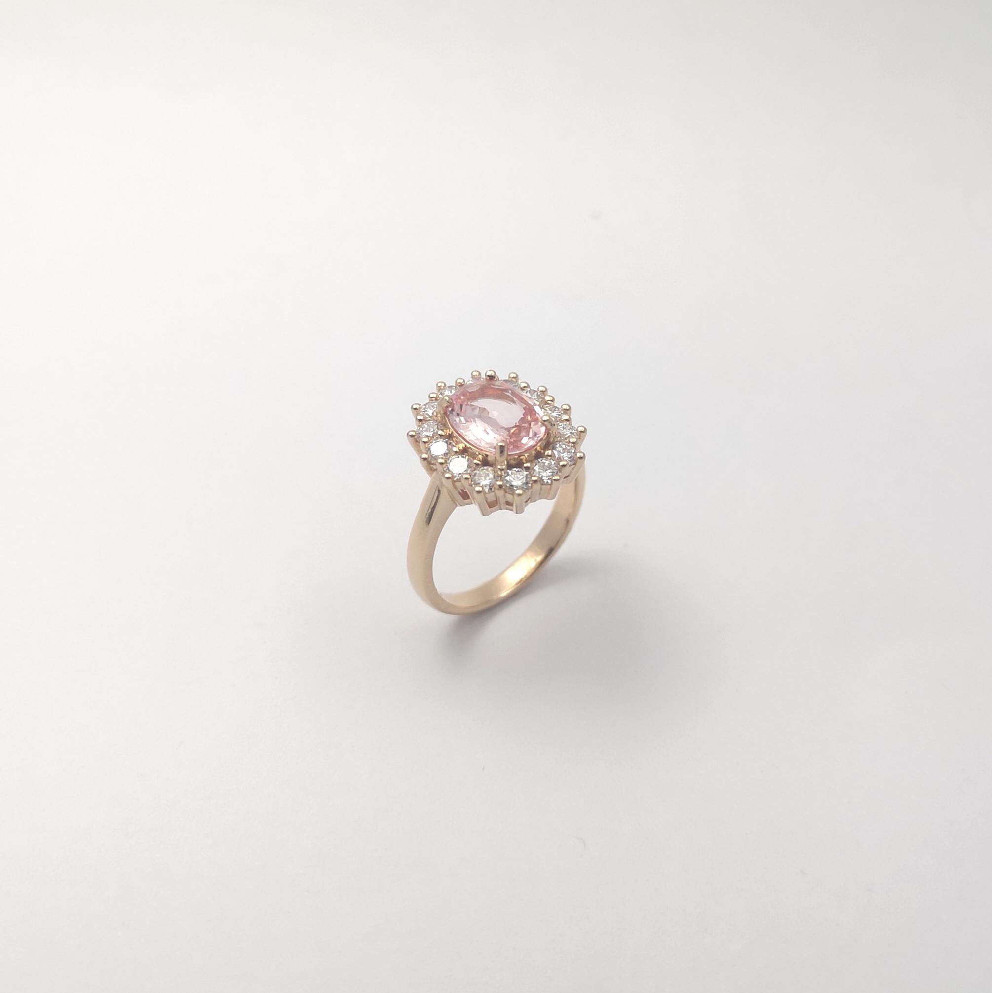 Bague en or rose 18 carats sertie de saphirs padparadscha non chauffés et de diamants en vente 5