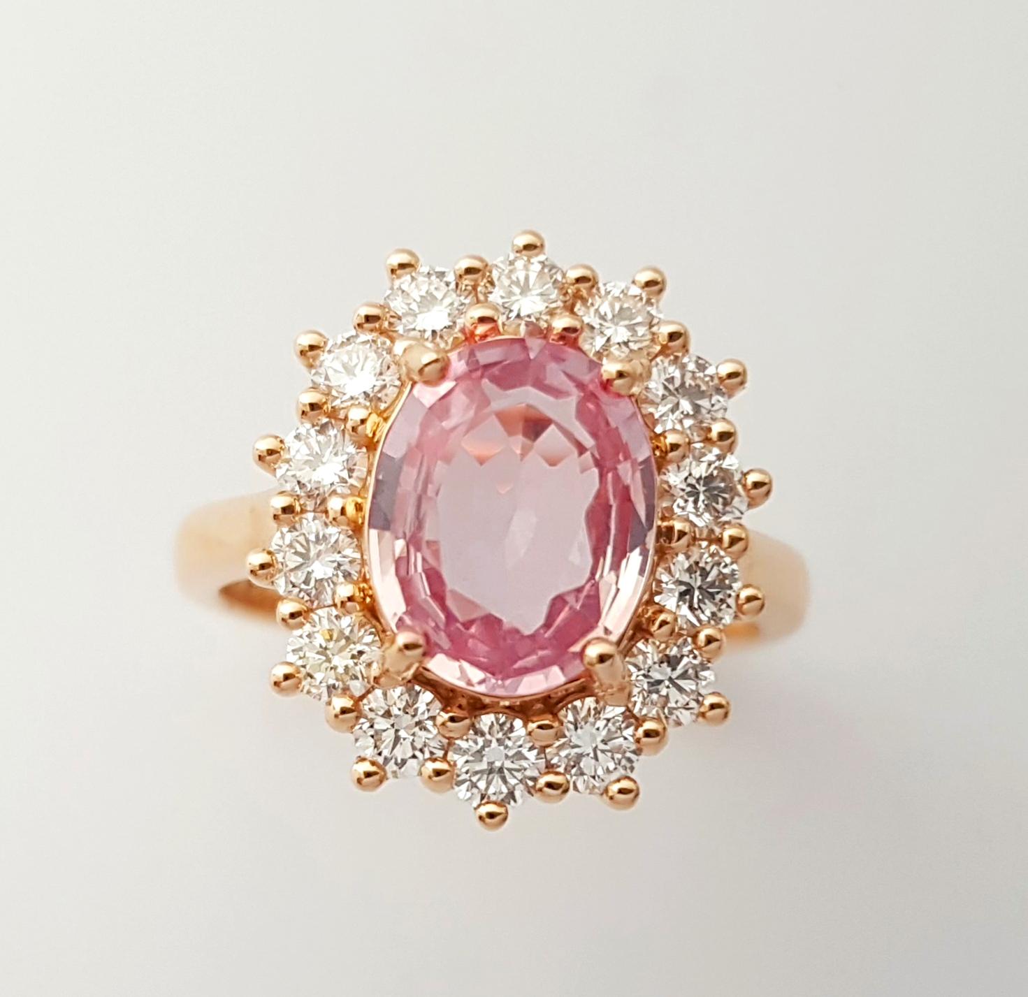Bague en or rose 18 carats sertie de saphirs padparadscha non chauffés et de diamants en vente 6