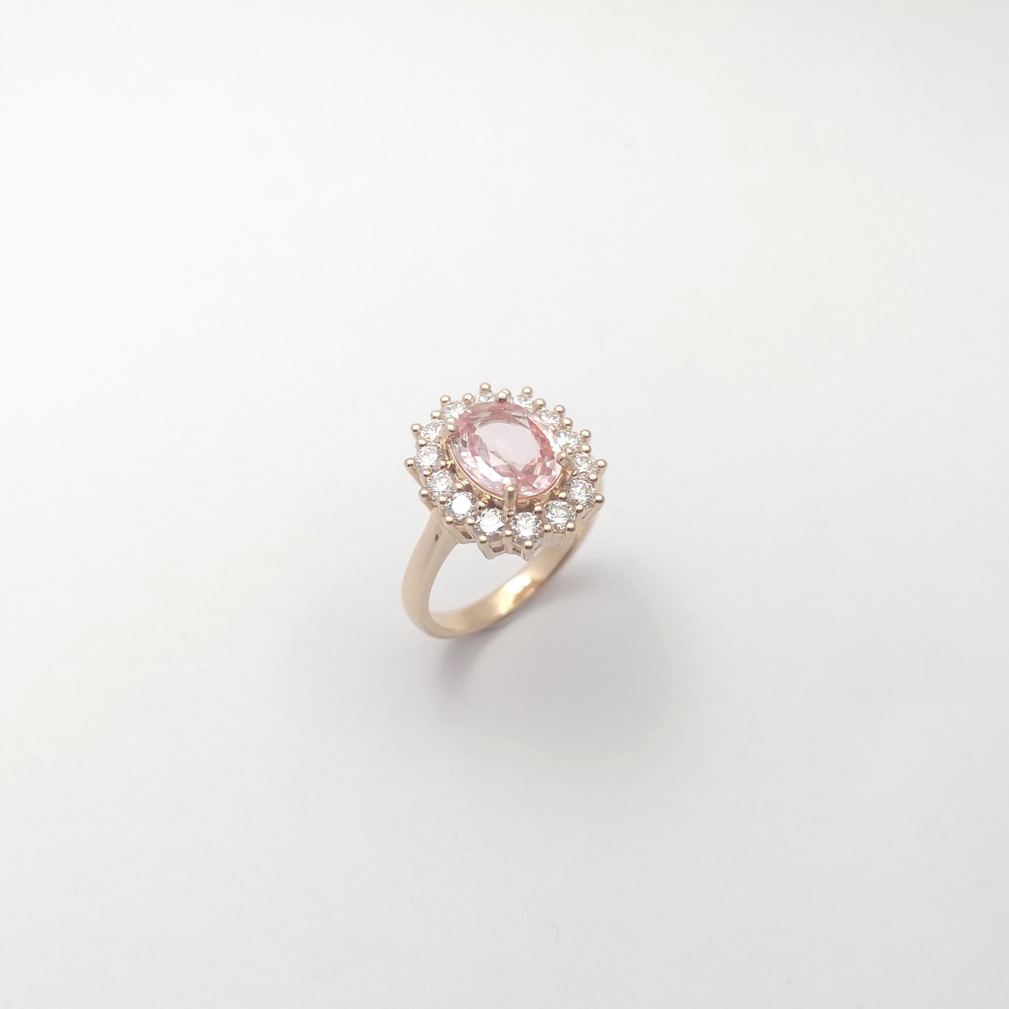 Bague en or rose 18 carats sertie de saphirs padparadscha non chauffés et de diamants en vente 9