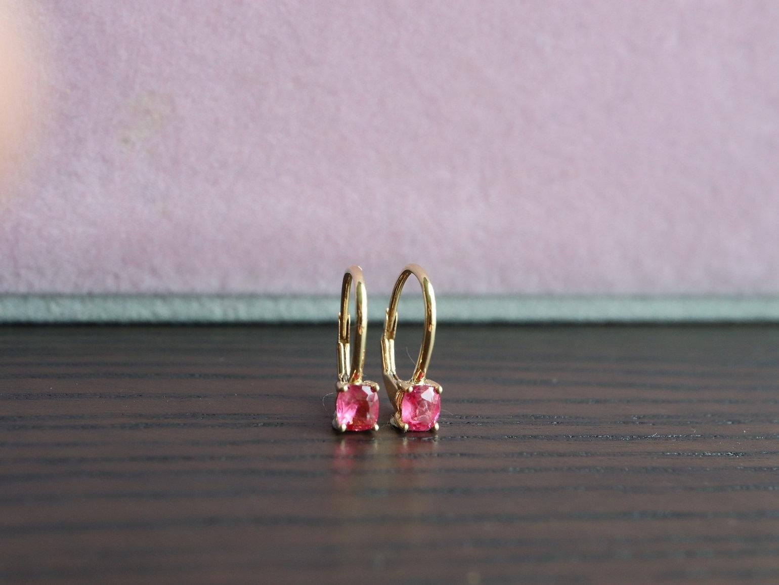 Unheated Pink Sapphire Lever Back Earrings In New Condition For Sale In Singapore, SG