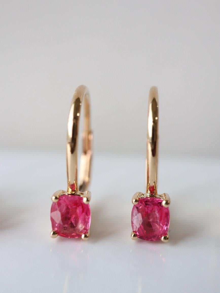 Unheated Pink Sapphire Lever Back Earrings For Sale 1