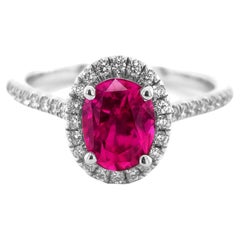 Unheated Pink Sapphire Stone 2.04 cts in 14KWG Ring with Diamonds / GIA Report