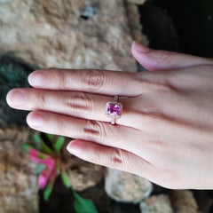 Unerhitzter Pink Saphir mit Pink Diamond Ring in 18K Rose Gold Fassung