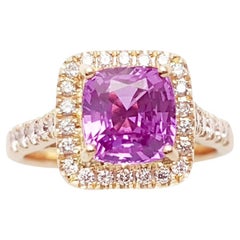 Unheated Pink Sapphire with Pink Diamond Ring set in 18K Rose Gold Settings