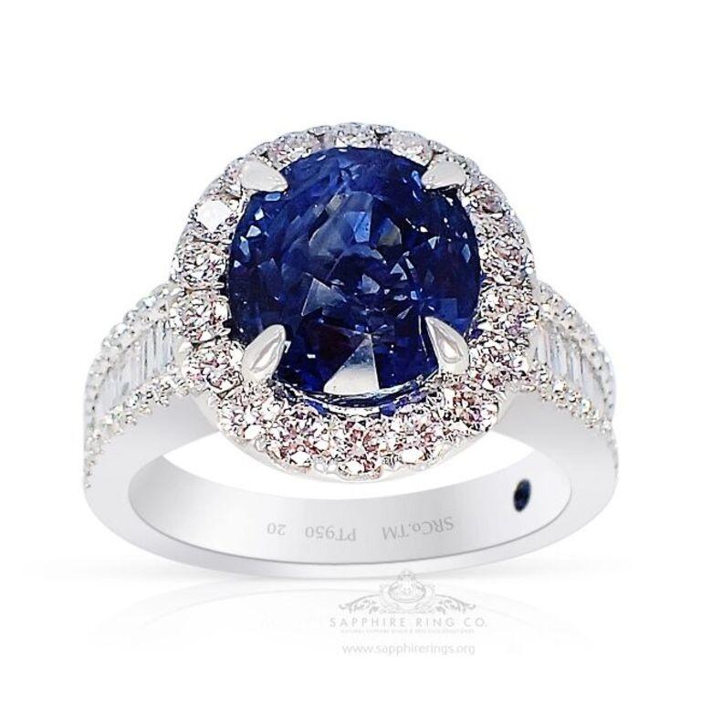 Ring mit unerhitztem Platin-Saphir, 5,08 Karat Saphir, GIA-zertifiziert im Zustand „Neu“ im Angebot in Tampa, FL