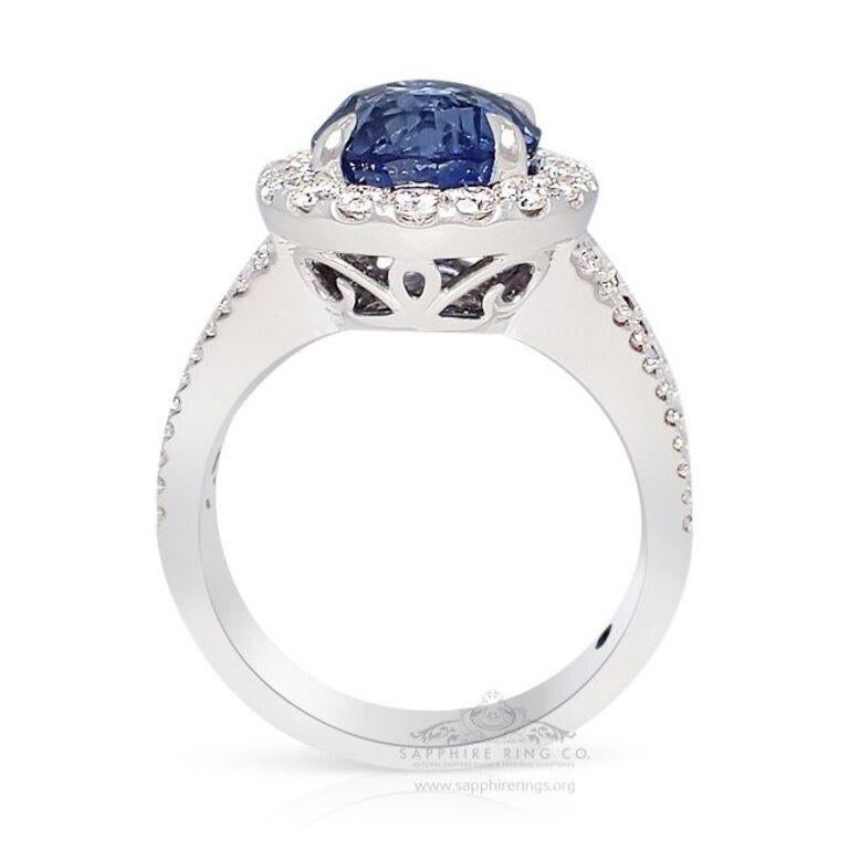 Unheated Platinum Sapphire Ring, 5.08 Carat Sapphire GIA Certified For Sale 2