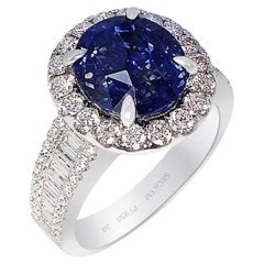 Unheated Platinum Sapphire Ring, 5.08 Carat Sapphire GIA Certified