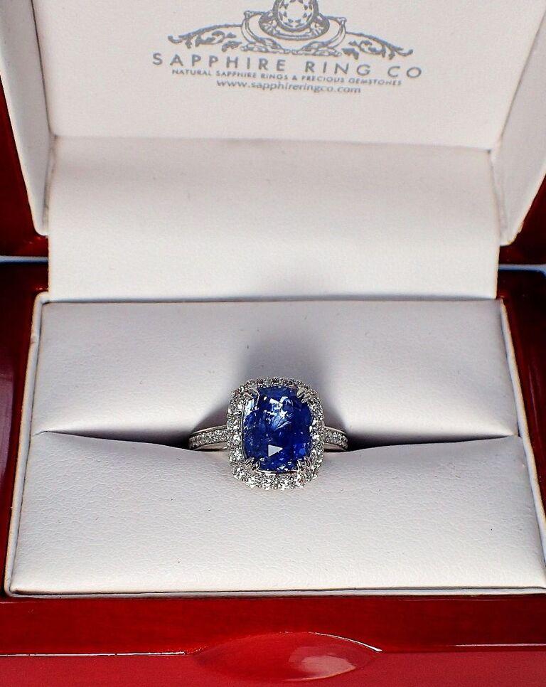 Unheated Platinum Sapphire Ring, 5.09 Carat Sapphire GIA Certified 5