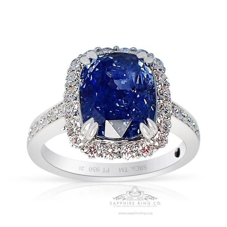 Unheated Platinum Sapphire Ring, 5.09 Carat Sapphire GIA Certified In New Condition In Tampa, FL