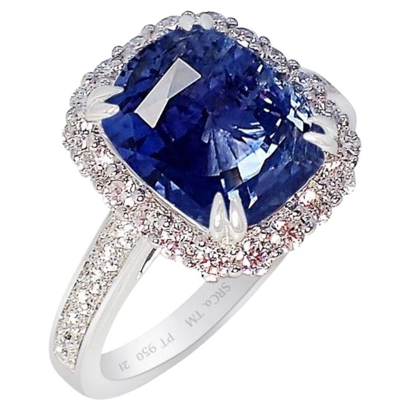 Unheated Platinum Sapphire Ring, 5.09 Carat Sapphire GIA Certified
