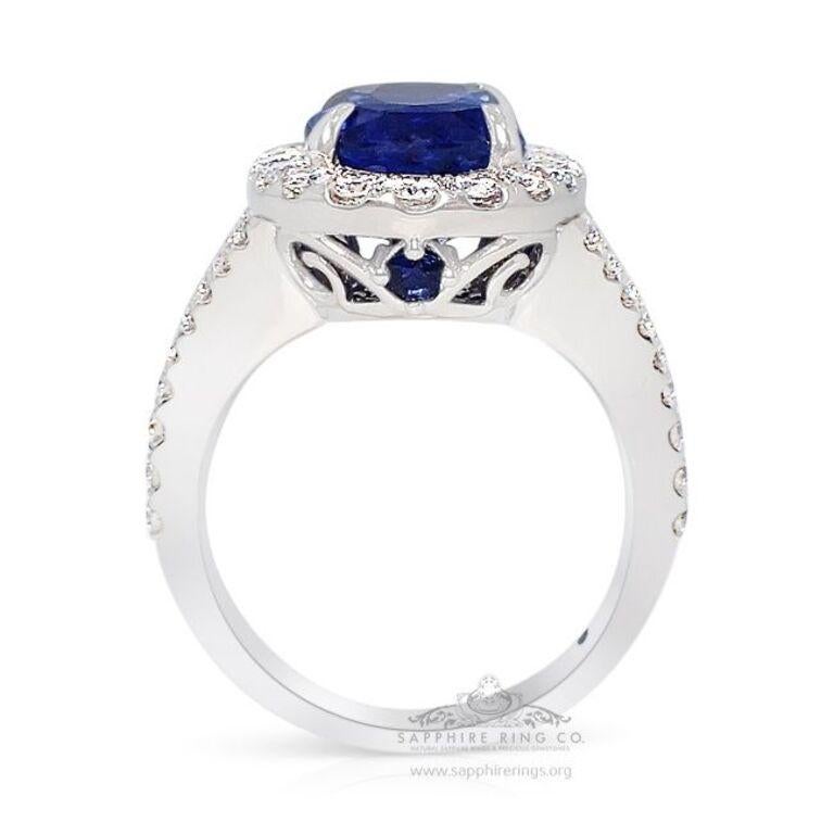 Unheated Platinum Sapphire Ring, 5.59 Carat Ceylon Sapphire GIA Origin Certified For Sale 1