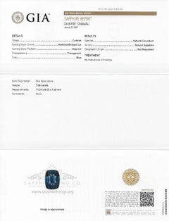 Unheated Platinum Sapphire Ring, 7.06 Carat Cushion Cut GIA Certified