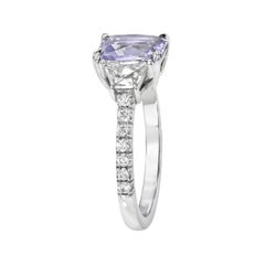Lavender Sapphire Three-Stone Platinum Diamond Ring - Perfect Luxury Gift