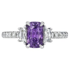 Anello in platino con zaffiro viola non riscaldato - AGL Luxury Rare Gemstone Beverly Hills