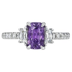 Unheated Purple Sapphire Platinum Ring - AGL Luxury Rare Gemstone Beverly Hills