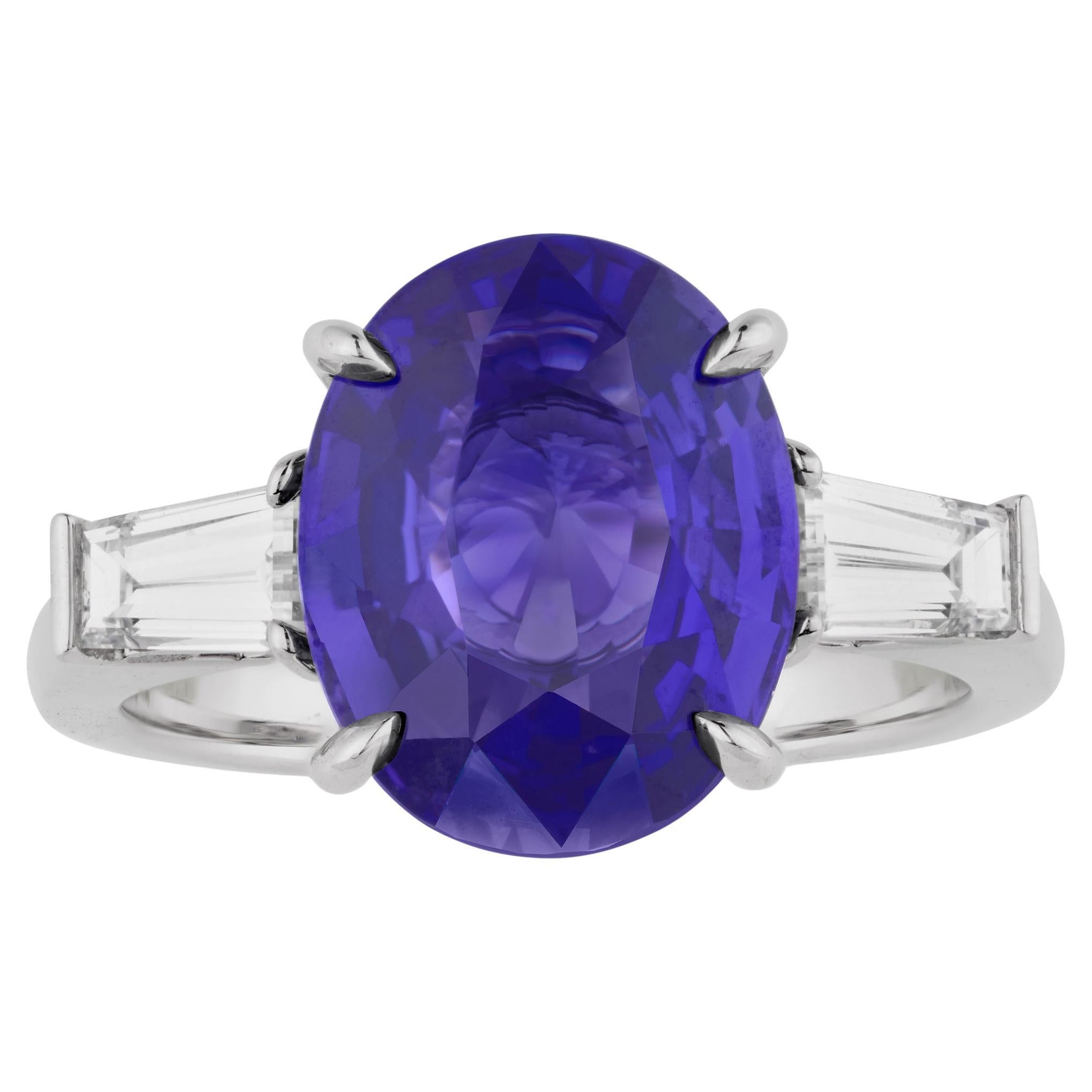 Anello con zaffiro viola non riscaldato, 5,04 carati