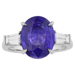 Anello con zaffiro viola non riscaldato, 5,04 carati