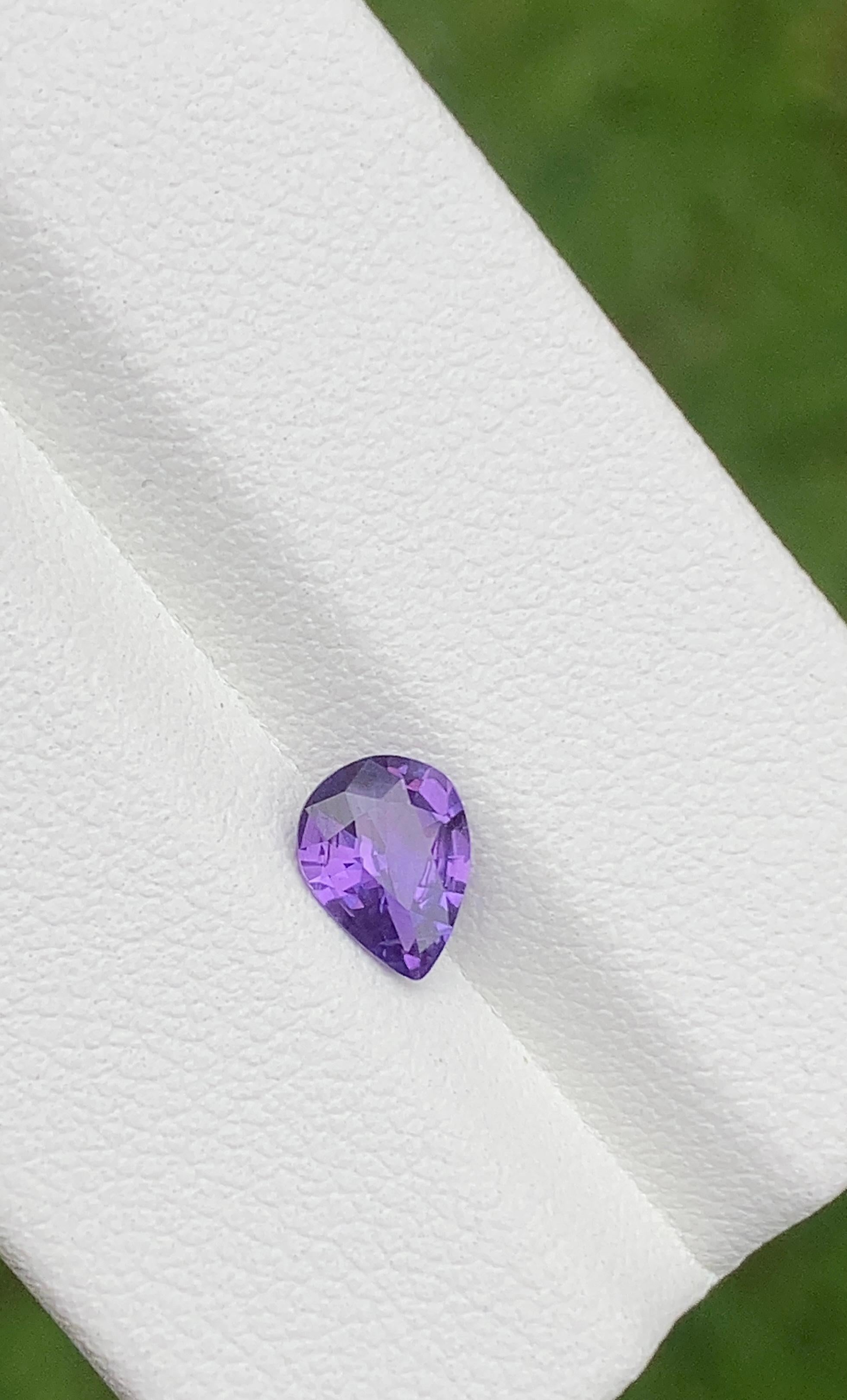 Pear Cut Unheated Purple Sapphire Ring Gem 0.75 Carat Loose Gemstone For Sale