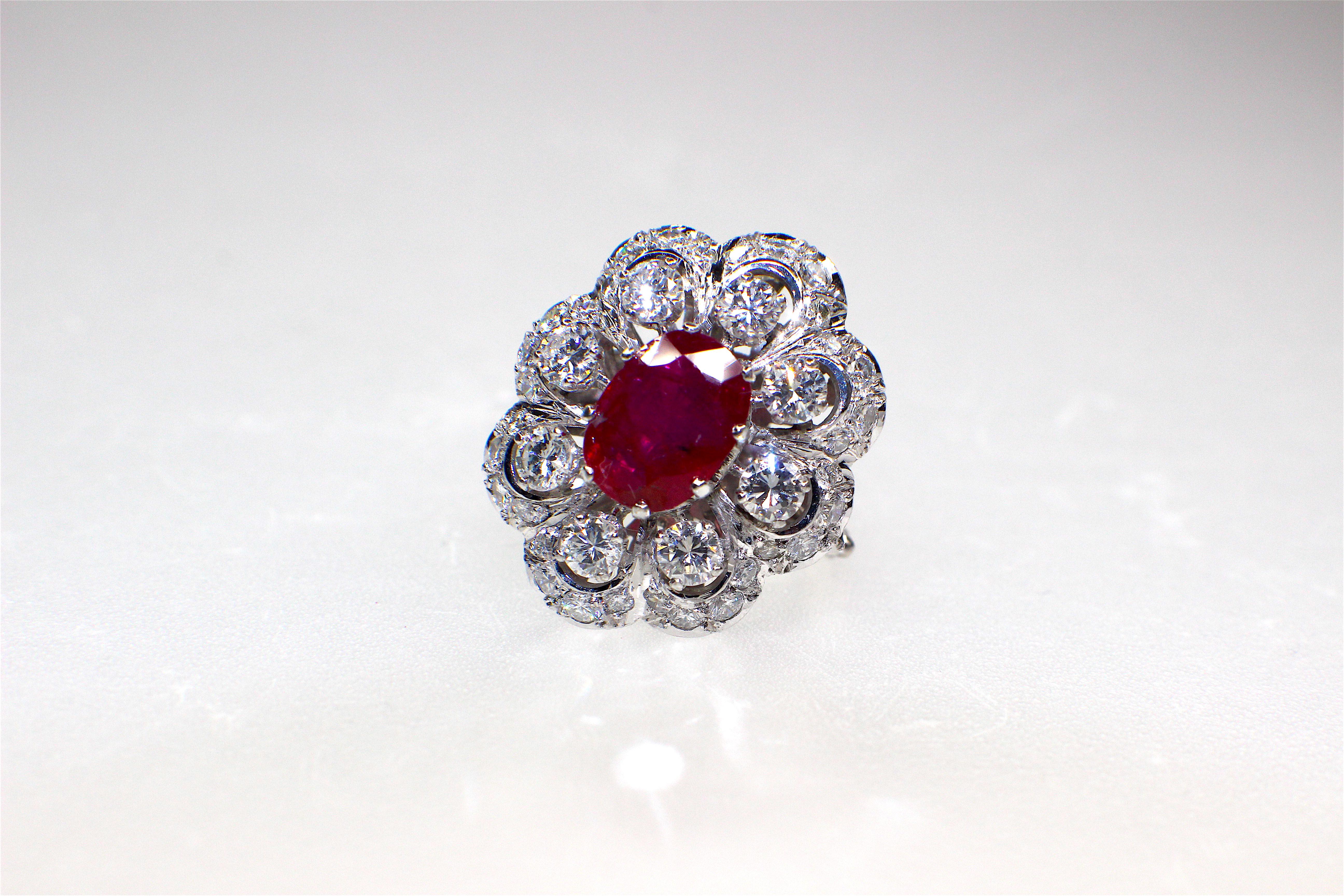 Women's Unheated Ruby and Diamond Cocktail Ring