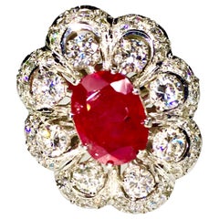 Unheated Ruby and Diamond Cocktail Ring
