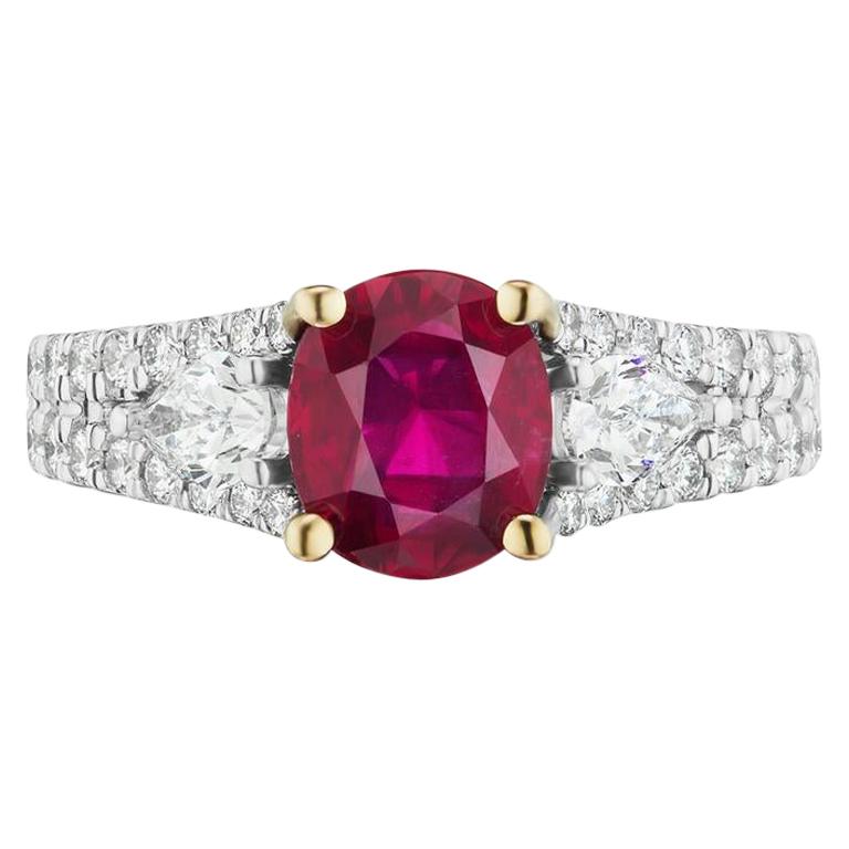 Unheated Ruby And Diamond Ring In 18K Gold By RayazTakat