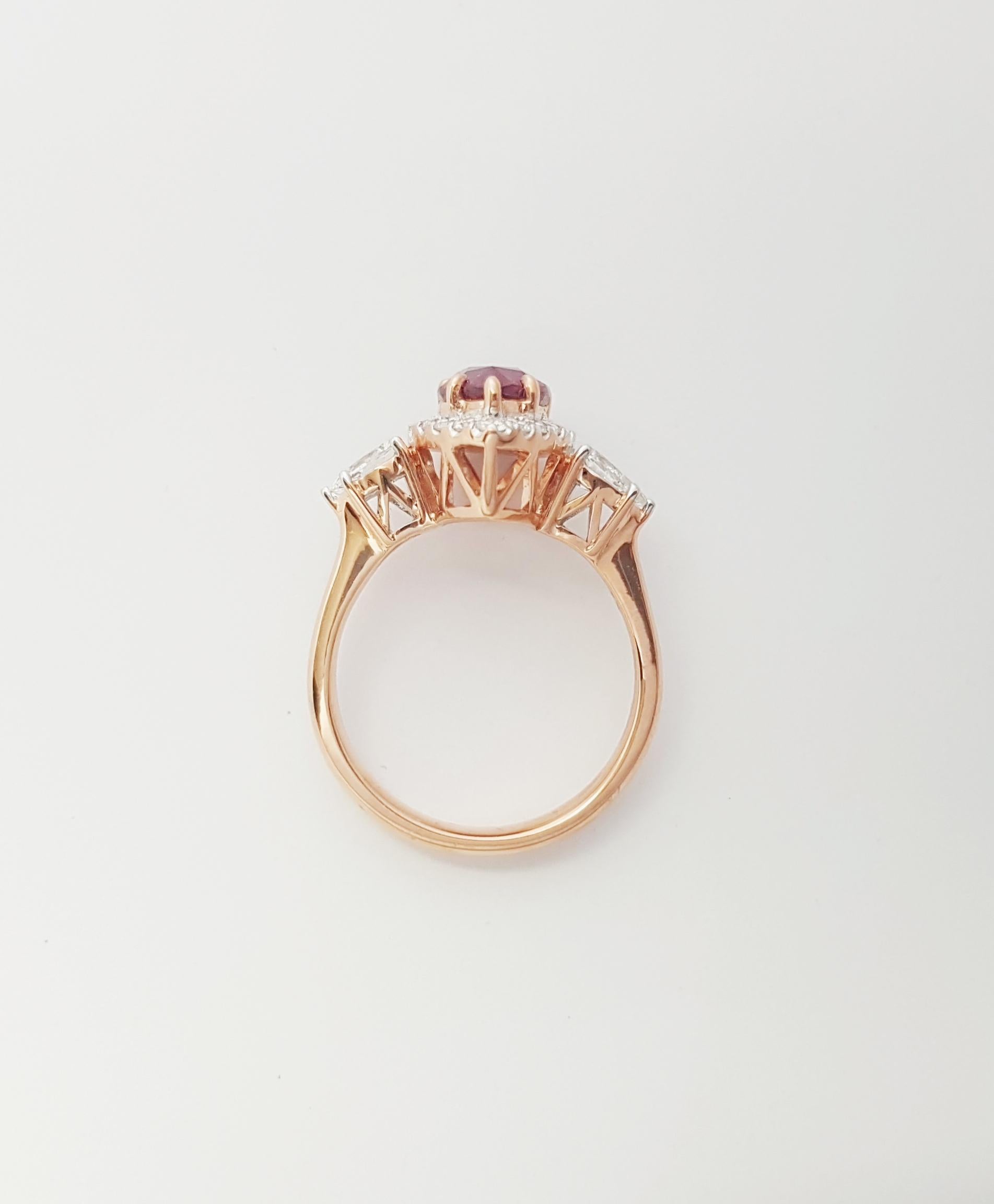 Unheated Ruby and Diamond Ring set in 18K Rose Gold Settings For Sale 9