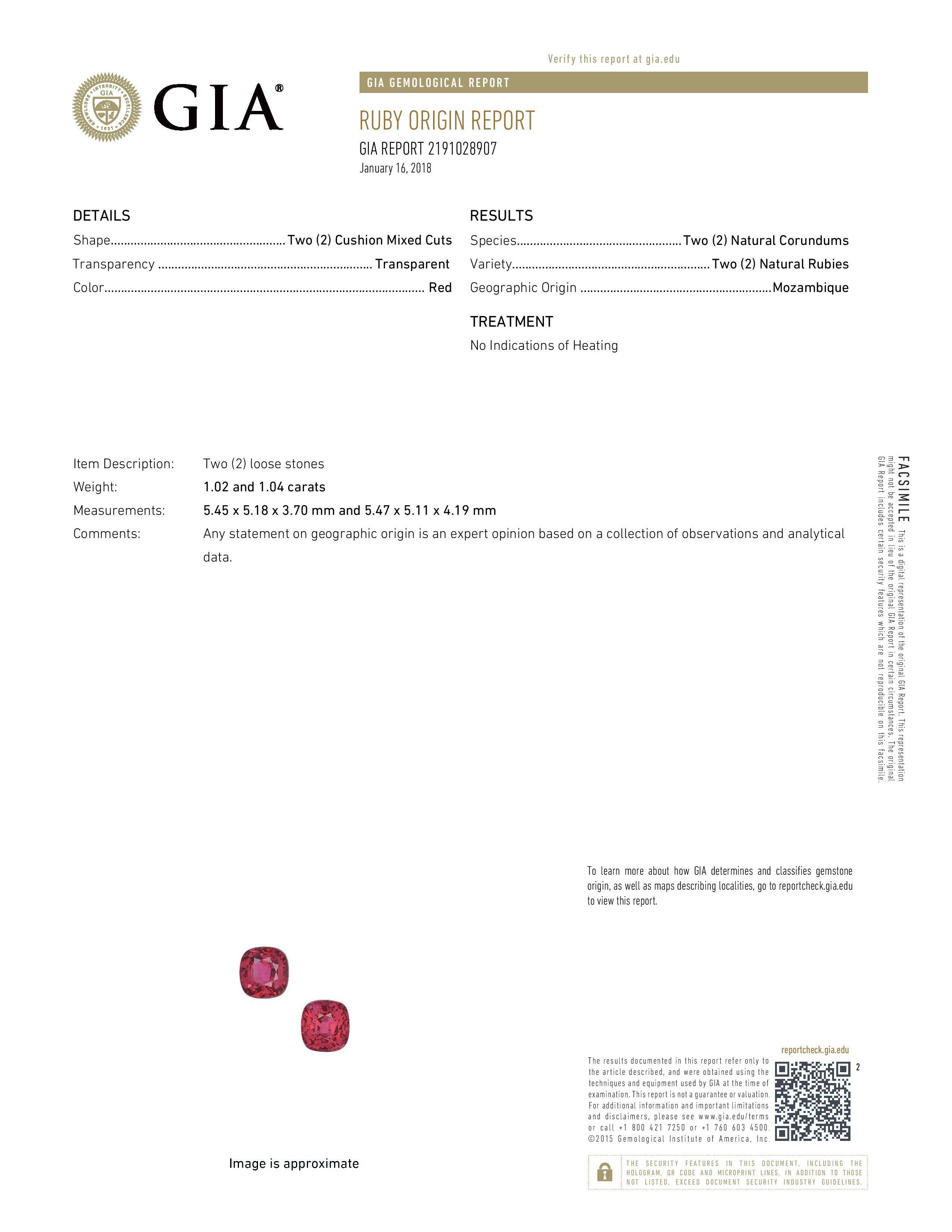 Ohrringe mit unerhitztem Rubin im Kissenschliff 4,35 Karat GIA zertifiziert ohne Hitze im Zustand „Neu“ im Angebot in Beverly Hills, CA