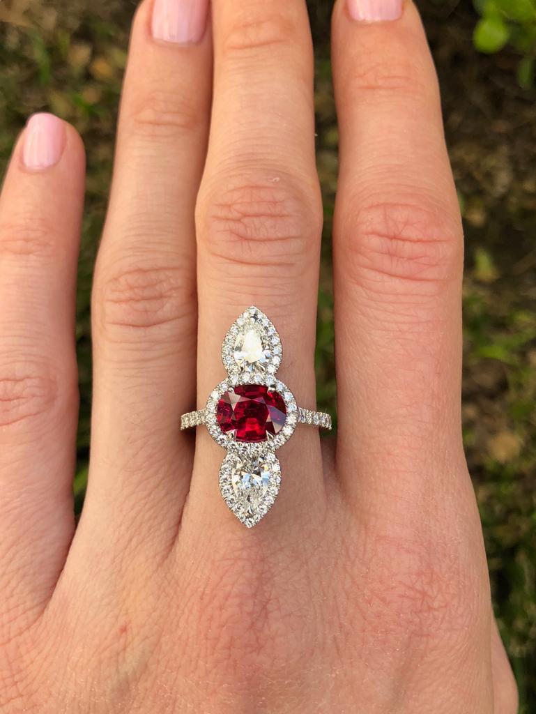 Modern Unheated Ruby Ring 2.09 Carats AGL Certified No Heat For Sale