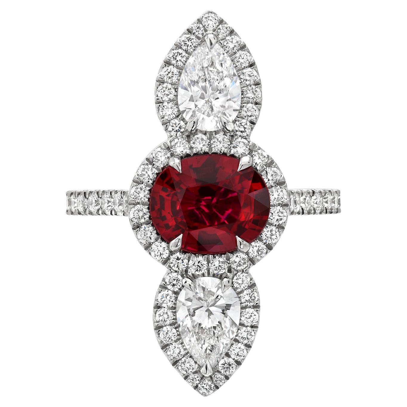 Unerhitzter Rubin & GIA Diamant Platinring - Seltenes Luxusgeschenk für Collectors