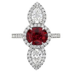 Unerhitzter Rubin & GIA Diamant Platinring - Seltenes Luxusgeschenk für Collectors
