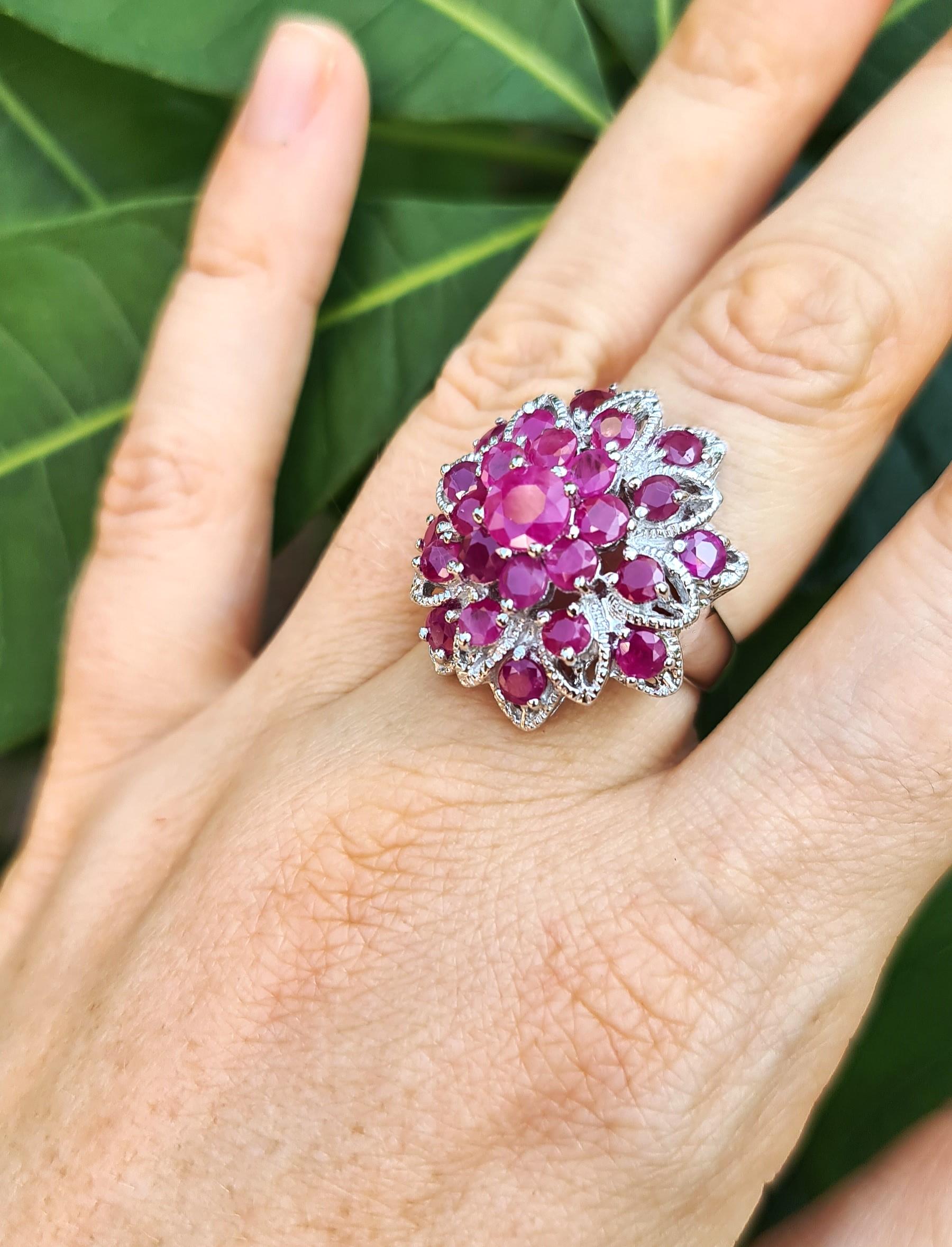 Unerhitzter Rubin-Ring .925 Sterlingsilber Rhodiumblech 4
