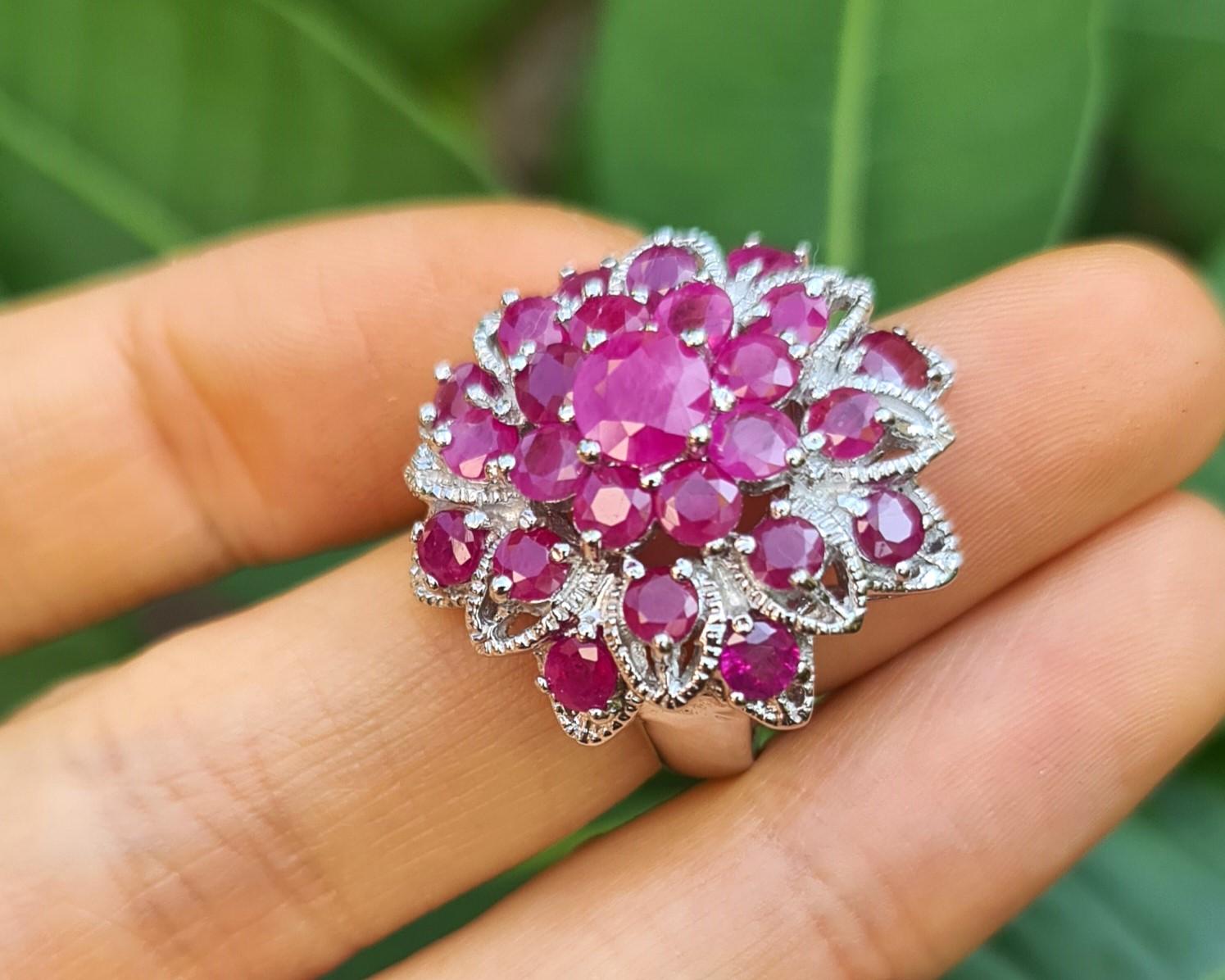 Unerhitzter Rubin-Ring .925 Sterlingsilber Rhodiumblech 5