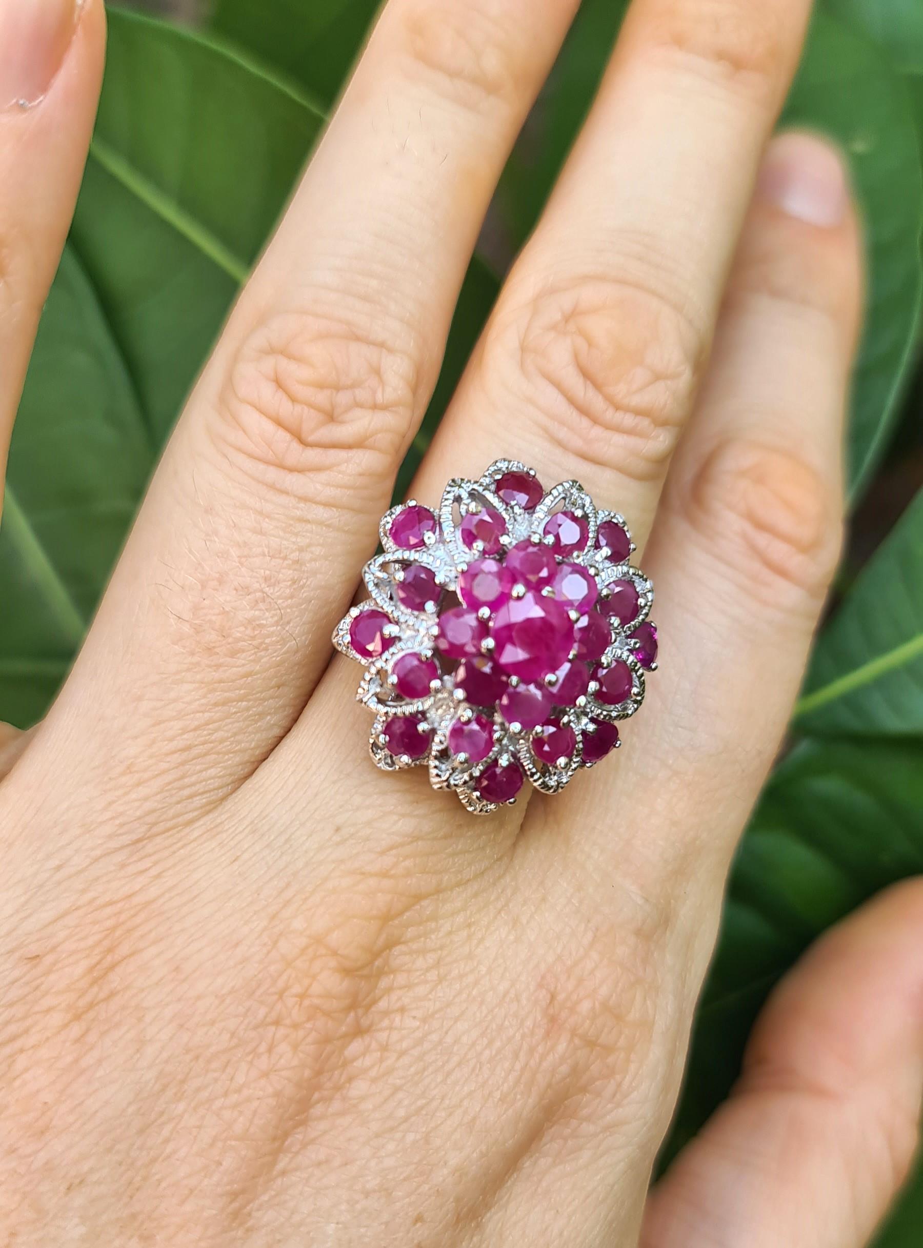 Unerhitzter Rubin-Ring .925 Sterlingsilber Rhodiumblech 6