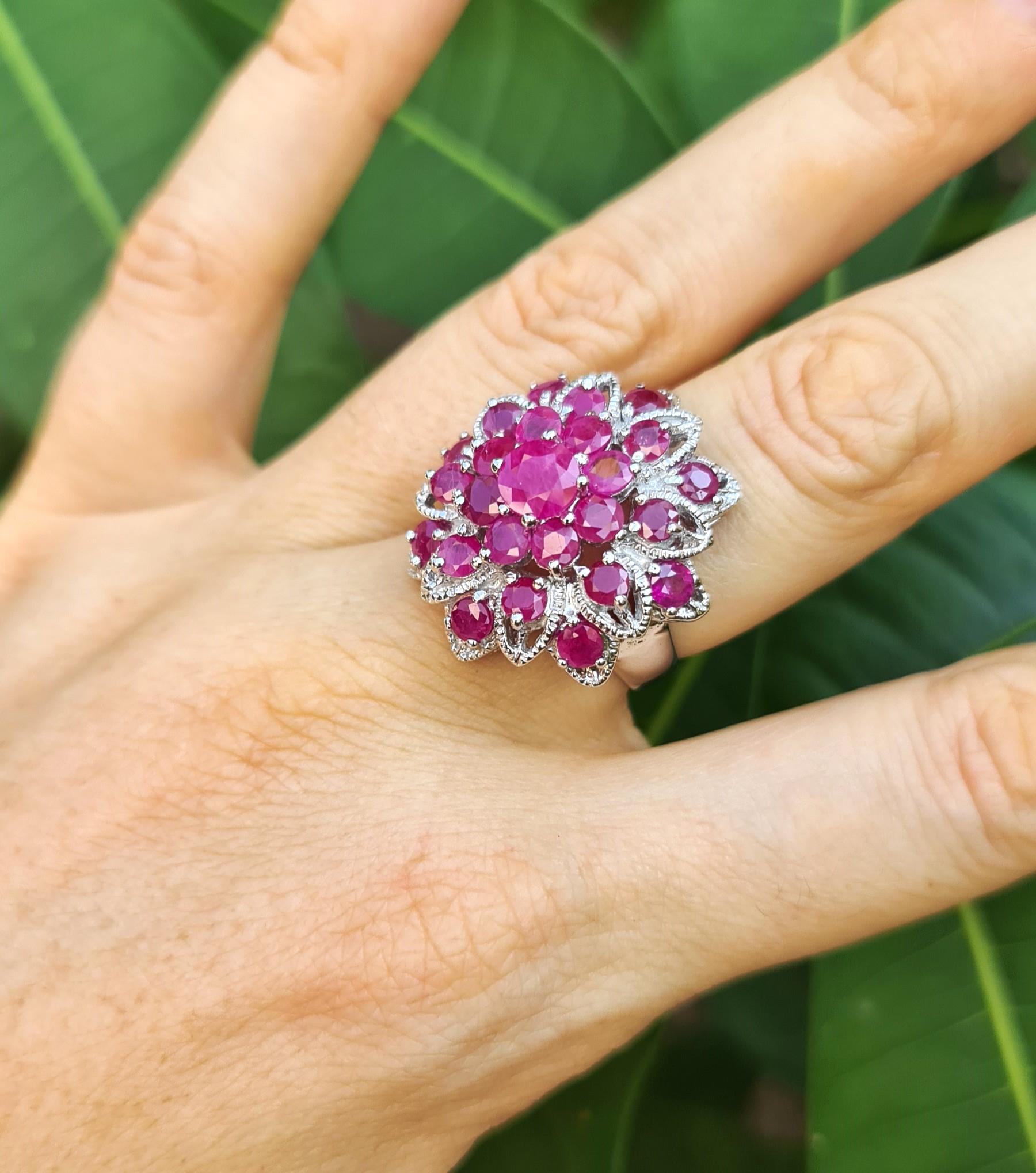 Unerhitzter Rubin-Ring .925 Sterlingsilber Rhodiumblech 8