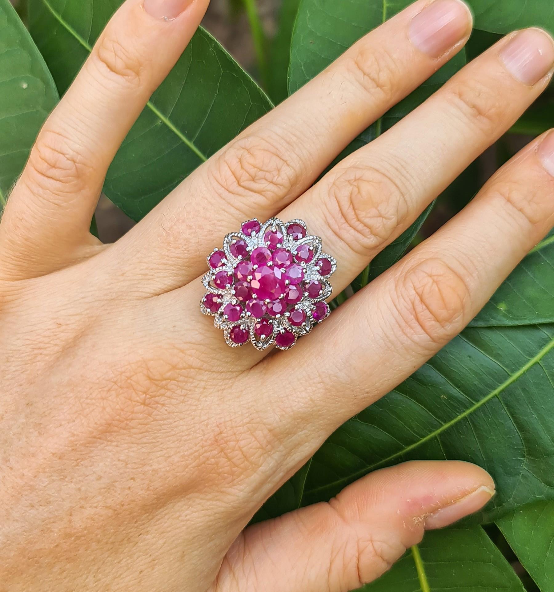 Unerhitzter Rubin-Ring .925 Sterlingsilber Rhodiumblech 9