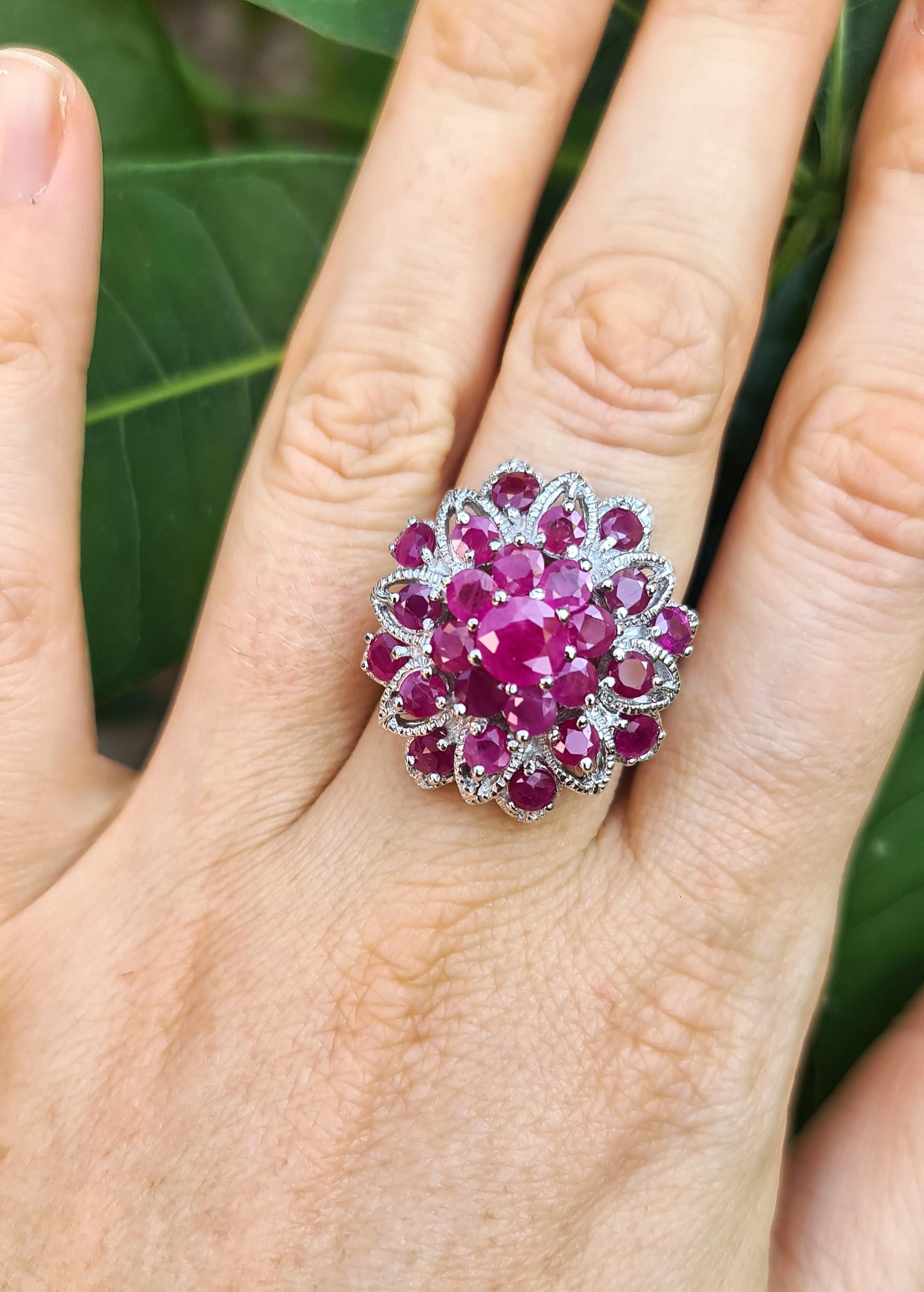 Unerhitzter Rubin-Ring .925 Sterlingsilber Rhodiumblech 10