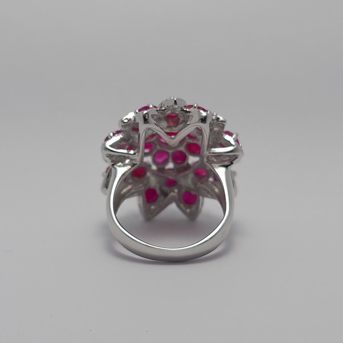 Unerhitzter Rubin-Ring .925 Sterlingsilber Rhodiumblech (Rundschliff)