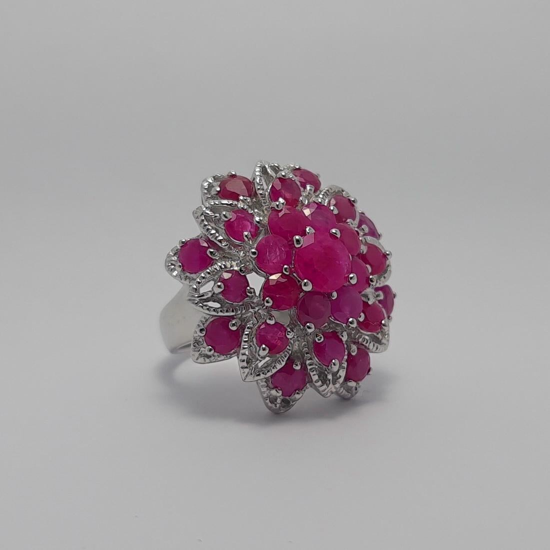 Unerhitzter Rubin-Ring .925 Sterlingsilber Rhodiumblech Damen