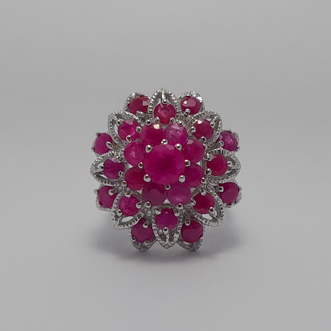 Unerhitzter Rubin-Ring .925 Sterlingsilber Rhodiumblech 1