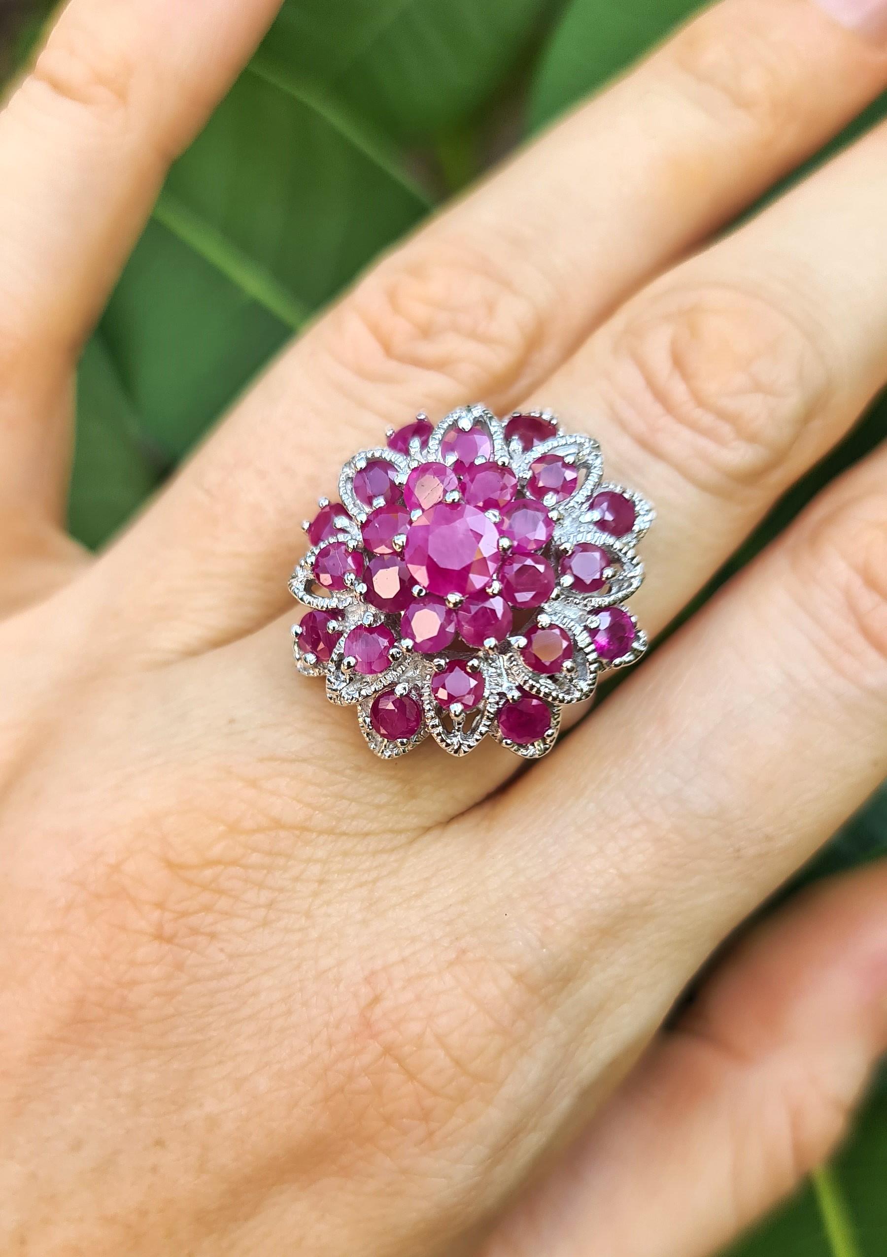 Unerhitzter Rubin-Ring .925 Sterlingsilber Rhodiumblech 2