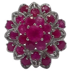 Anello con rubino non riscaldato in argento 925 placcato in rodio