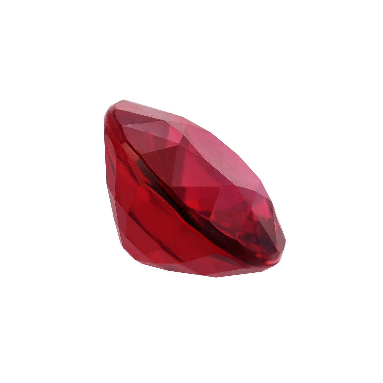 Exceedingly rare, vibrant and ultra fine, 4.32 carat natural, no heat “pigeon blood” Ruby oval gem, offered unmounted to a sophisticated gemstone collector. This Ruby is “loupe clean” and exceptional on all levels.  
The SSEF and Gubelin gem
