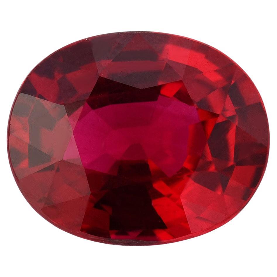 Unheated Ruby Ring Gem 4 Carat Oval Unmounted Loose Gemstone “Pigeon Blood” For Sale