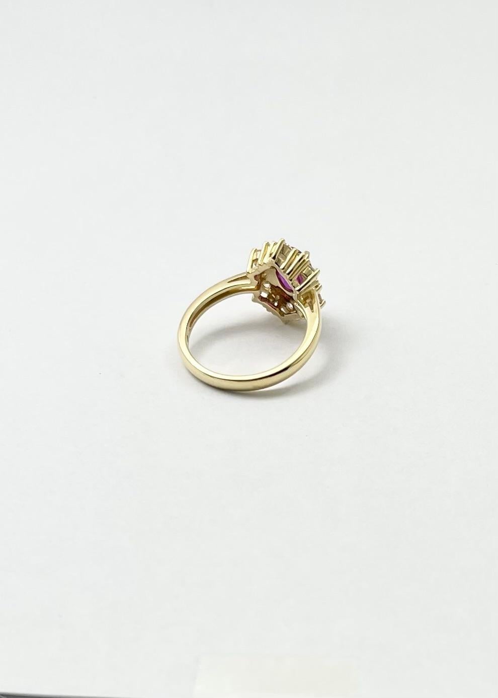 Anello con rubino non riscaldato e diamante con montatura in oro 18 carati in vendita 3
