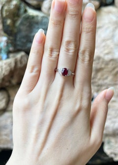 Unheated Ruby with Diamond Ring set in Platinum 950 Settings