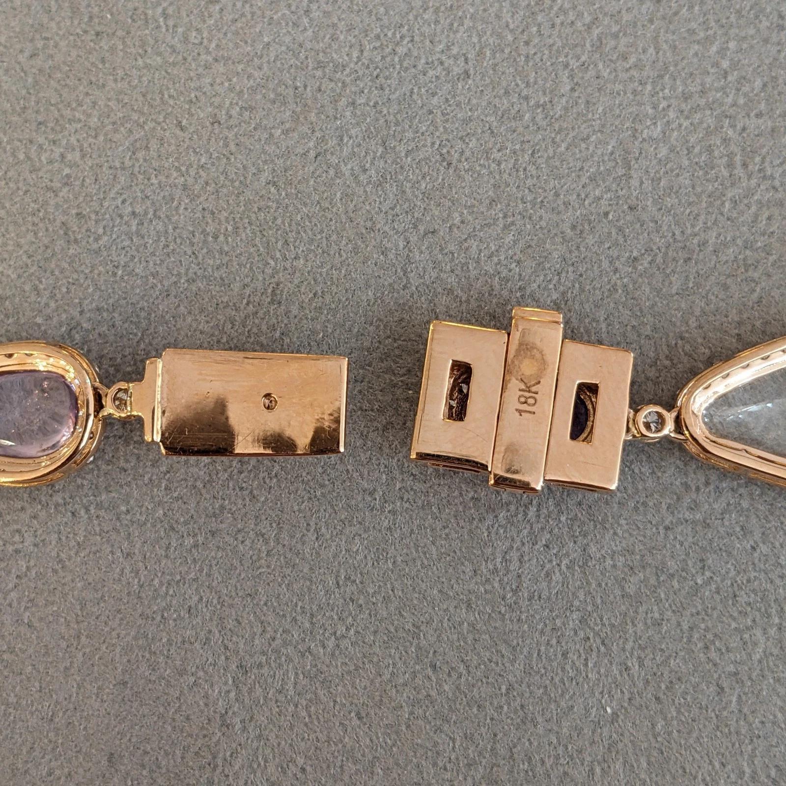 Collana di zaffiri e diamanti non riscaldati in oro rosa 18k in vendita 5