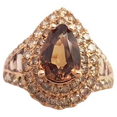 Ungeheizter Ring mit braunem Saphir, braunem Saphir und braunem Diamant aus 18 Karat Roségold