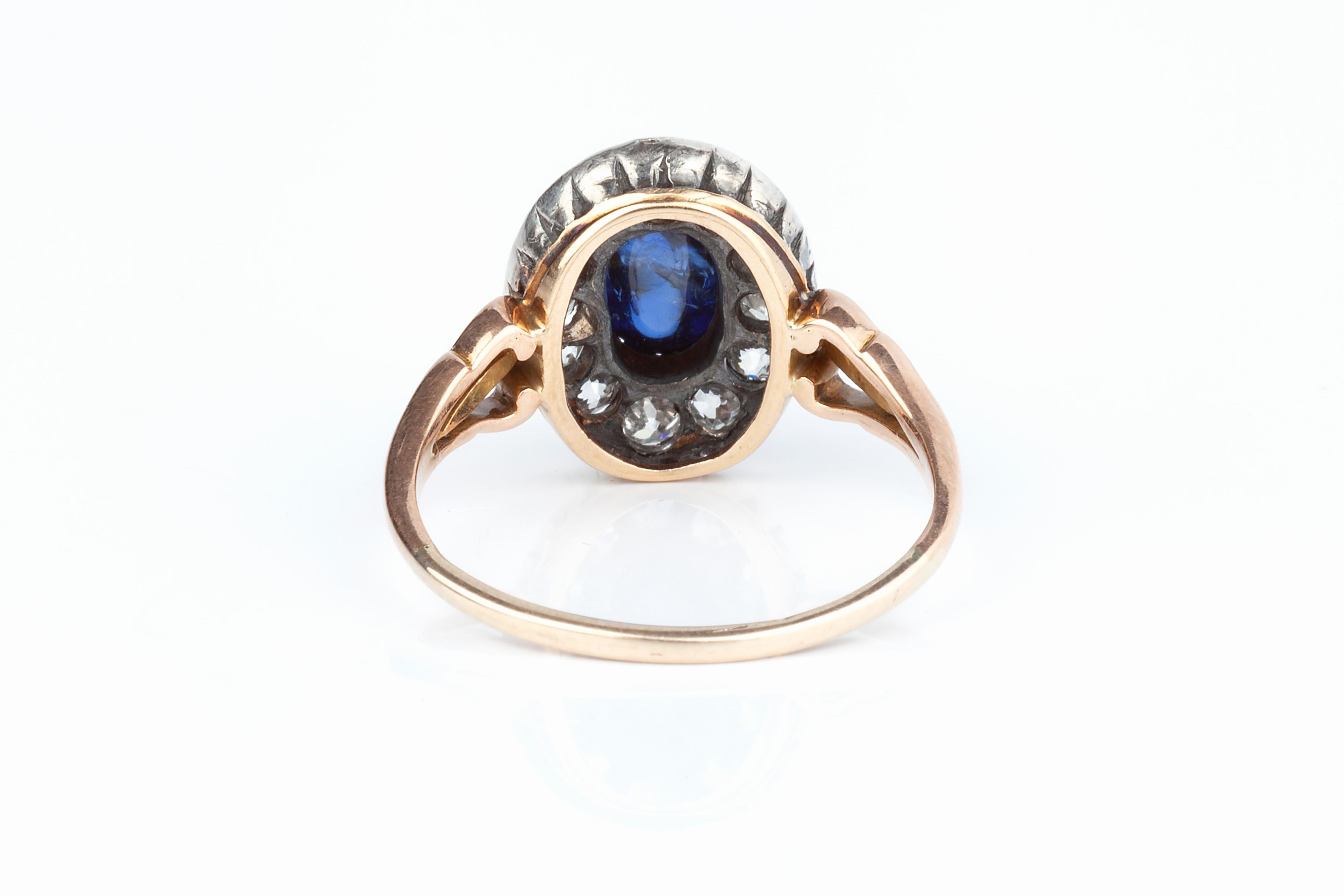 Edwardian Unheated Sapphire Diamond 18 Karat Ring For Sale